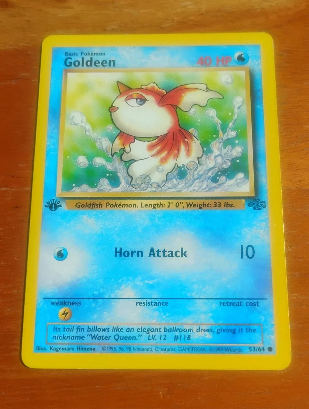 LP WOTC 1999 1st Edition Goldeen 53/64 Jungle Set Pokemon Card